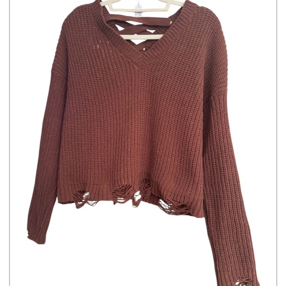 Planet Gold Sweaters - Planet Gold Distressed Knit Sweater